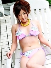 Hot Japanese brunette by the pool Hot Japanese brunette by the pool