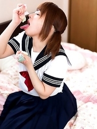 Horny japanese schoolgirl Mari Rika Horny japanese schoolgirl Mari Rika
