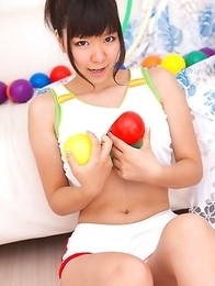 Ayana Tanigaki takes clothes off while playing with balls Ayana Tanigaki takes clothes off while playing with balls